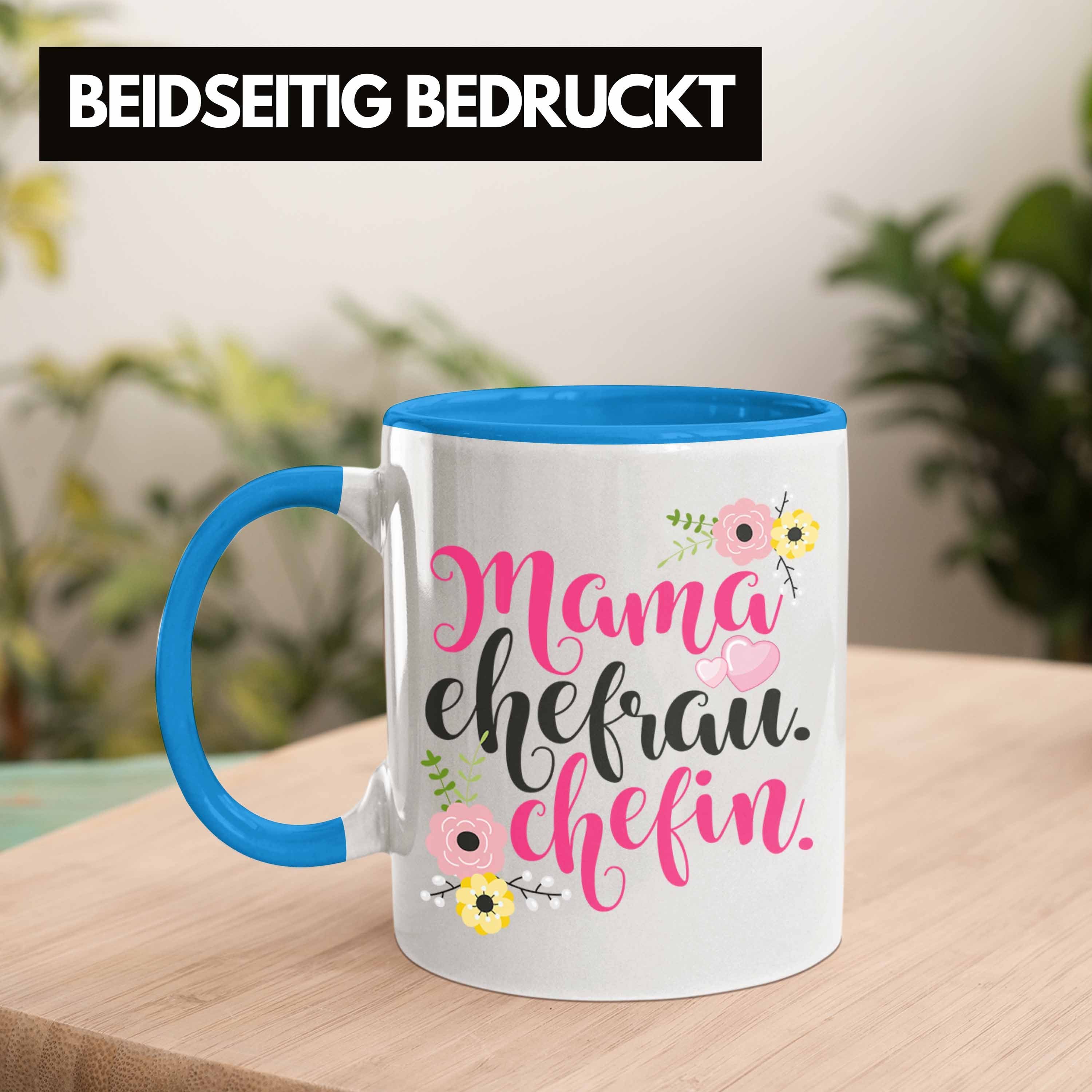 Mutter Beste Chefin Trendation Blau Geburtstag Tasse - Tasse Frau Trendation Geschenk Muttertag Mama Chefin Ehefrau