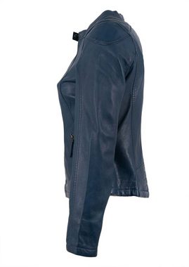 Jilani Lederjacke Laura-1 Jilani - Damen Echtleder Lederjacke Lammnappa blau