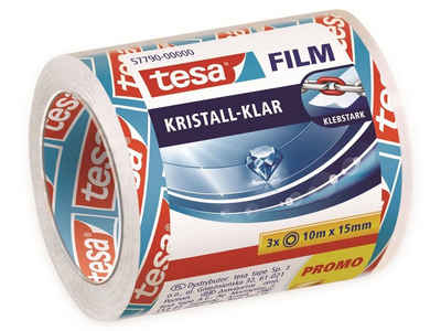 tesa Klebeband TESA film® kristall-klar, 3 Rollen, 10m:15mm