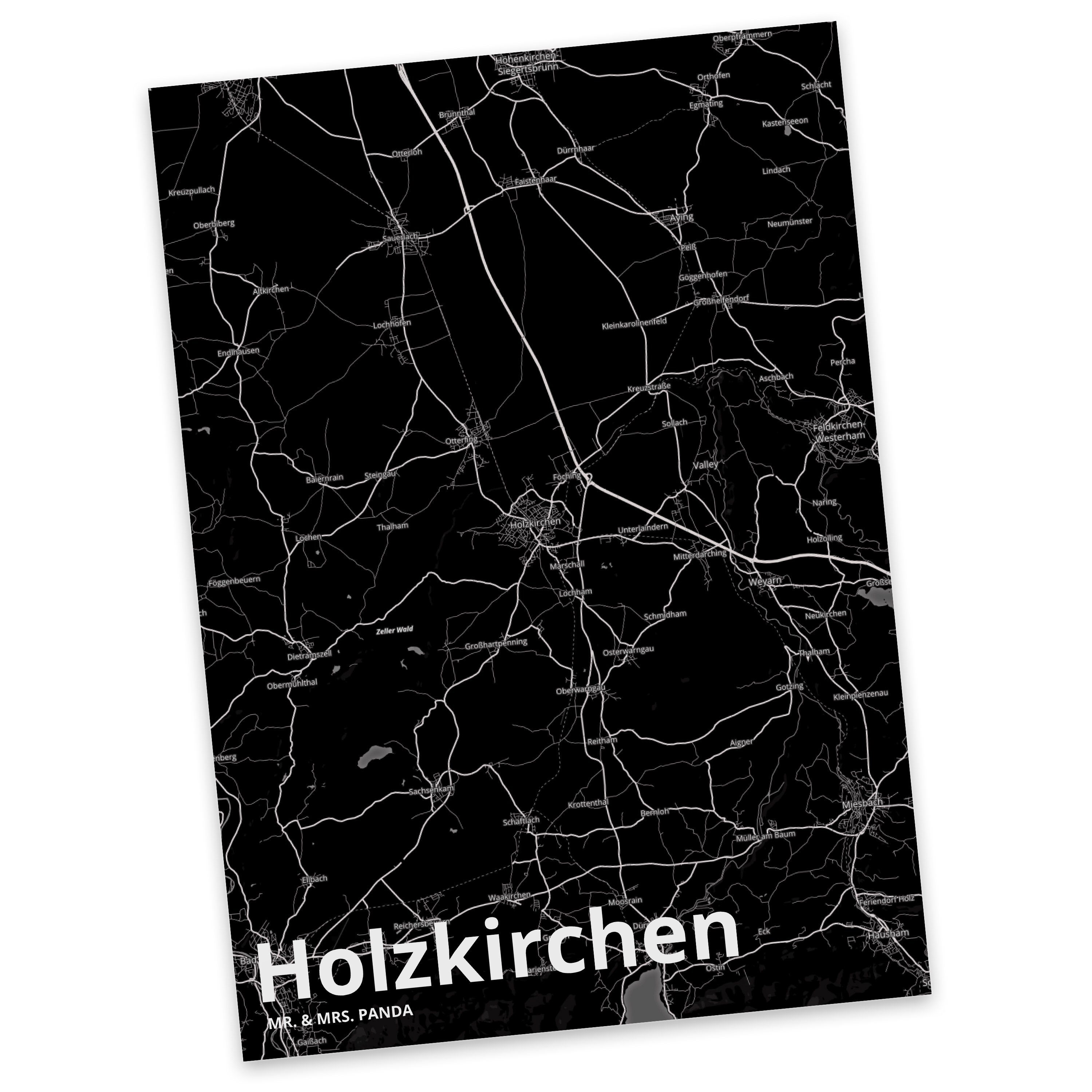 Mr. & Mrs. Panda Postkarte Holzkirchen - Geschenk, Dorf, Grußkarte, Stadt, Ort, Ansichtskarte, E