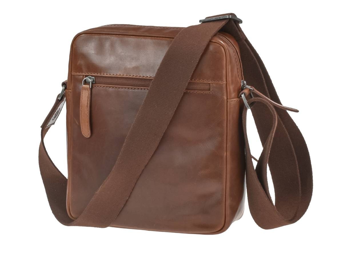 Greenburry Umhängetasche "Waxy Vintage" Schultertasche für Damen und Herren 20x24cm, kompaktes Format mit vielen Fächern und 150cm Schultergurt