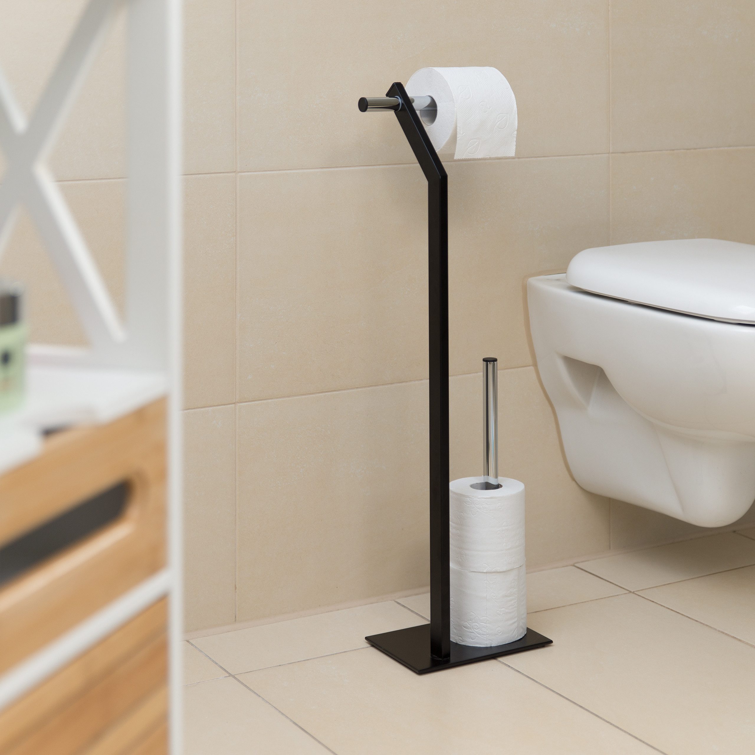 relaxdays Toilettenpapierhalter WC-Papierhalter stehend günstig online kaufen