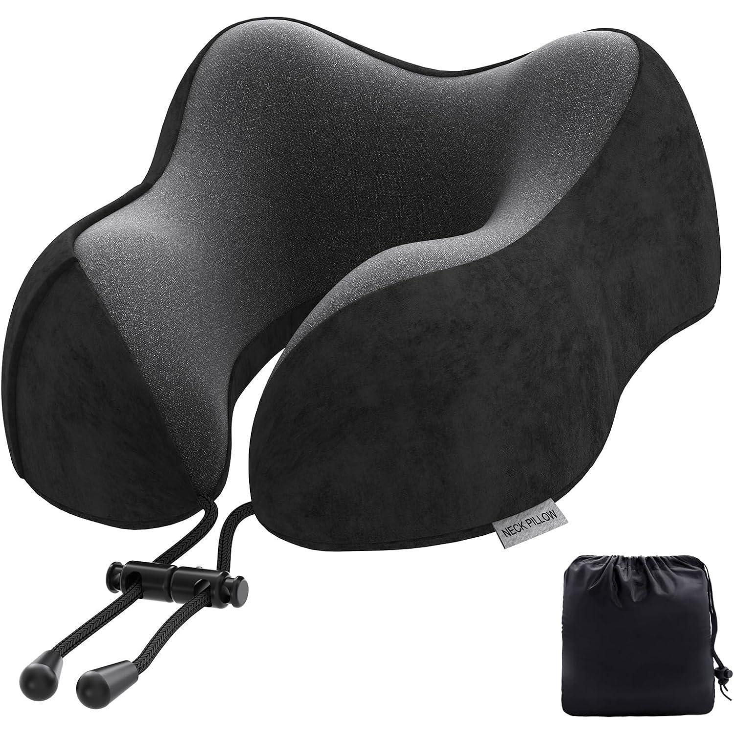 LuxusKollektion Nackenkissen Nackenkissen Flugzeug Reisekissen Memoryfoam Auto Camping Schwarz