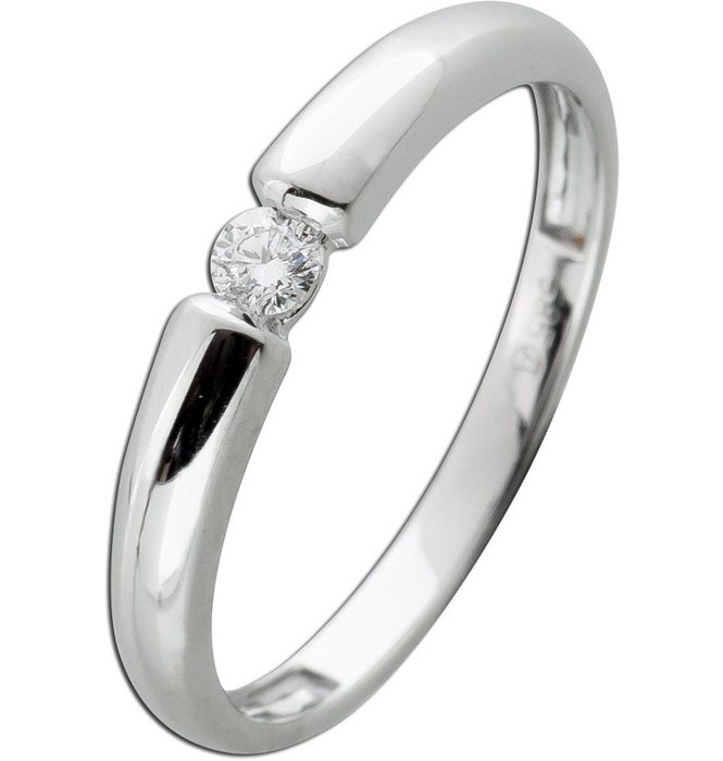 Ch.Abramowicz Goldring Solitär Ring Weißgold 585 14 Karat 1 Diamant 0 08ct W/SI 17 (1-tlg)