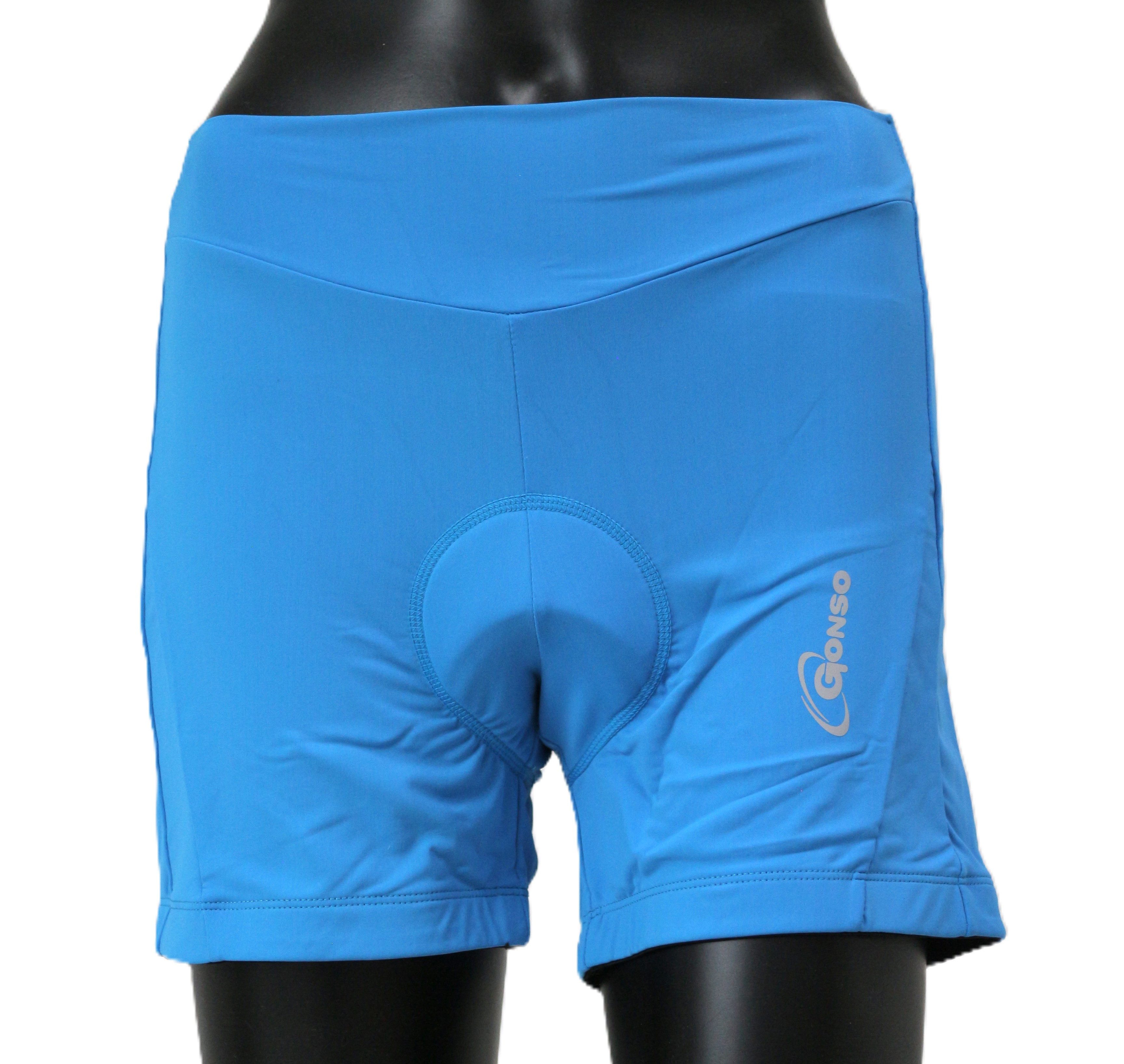 Gonso Fahrradhose CAPRI Damen Radhose Hot Pants Körpernah mit Sitzpolster nahtfrei geprägtes, tri-elastisches RELAX GEL COMFORT Sitzpolster