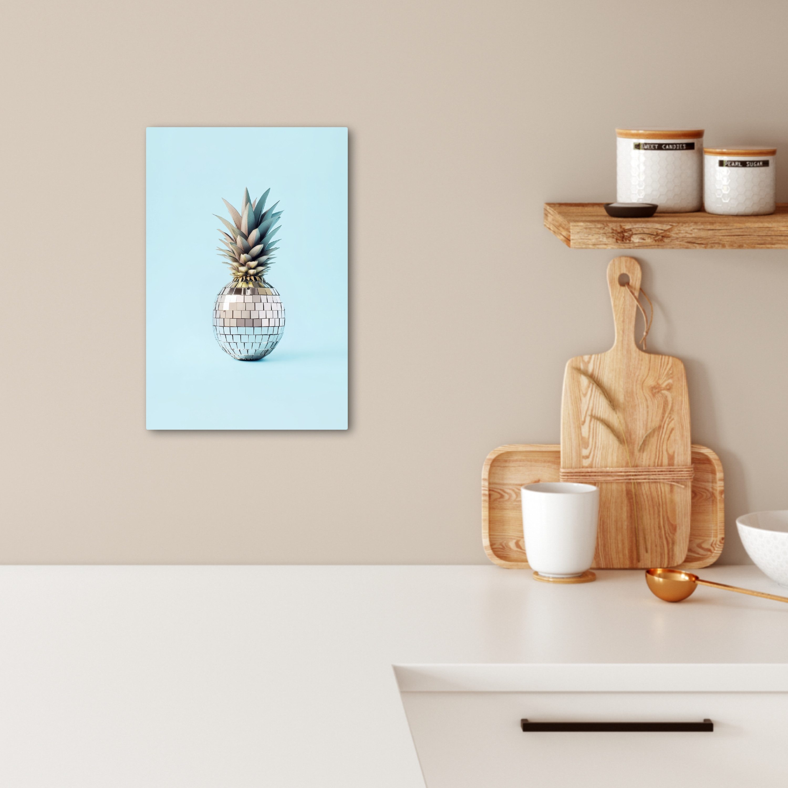 OneMillionCanvasses® Leinwandbild Blau - Ananas - günstig online kaufen