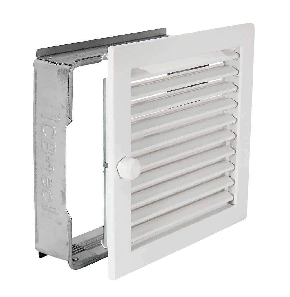 CB-TEC Lüftungsgitter Warmluftgitter WG 2323 W Lüftungsgitter Weiss 230 x 230 Abluftgitter, Regulierbare Lamellen