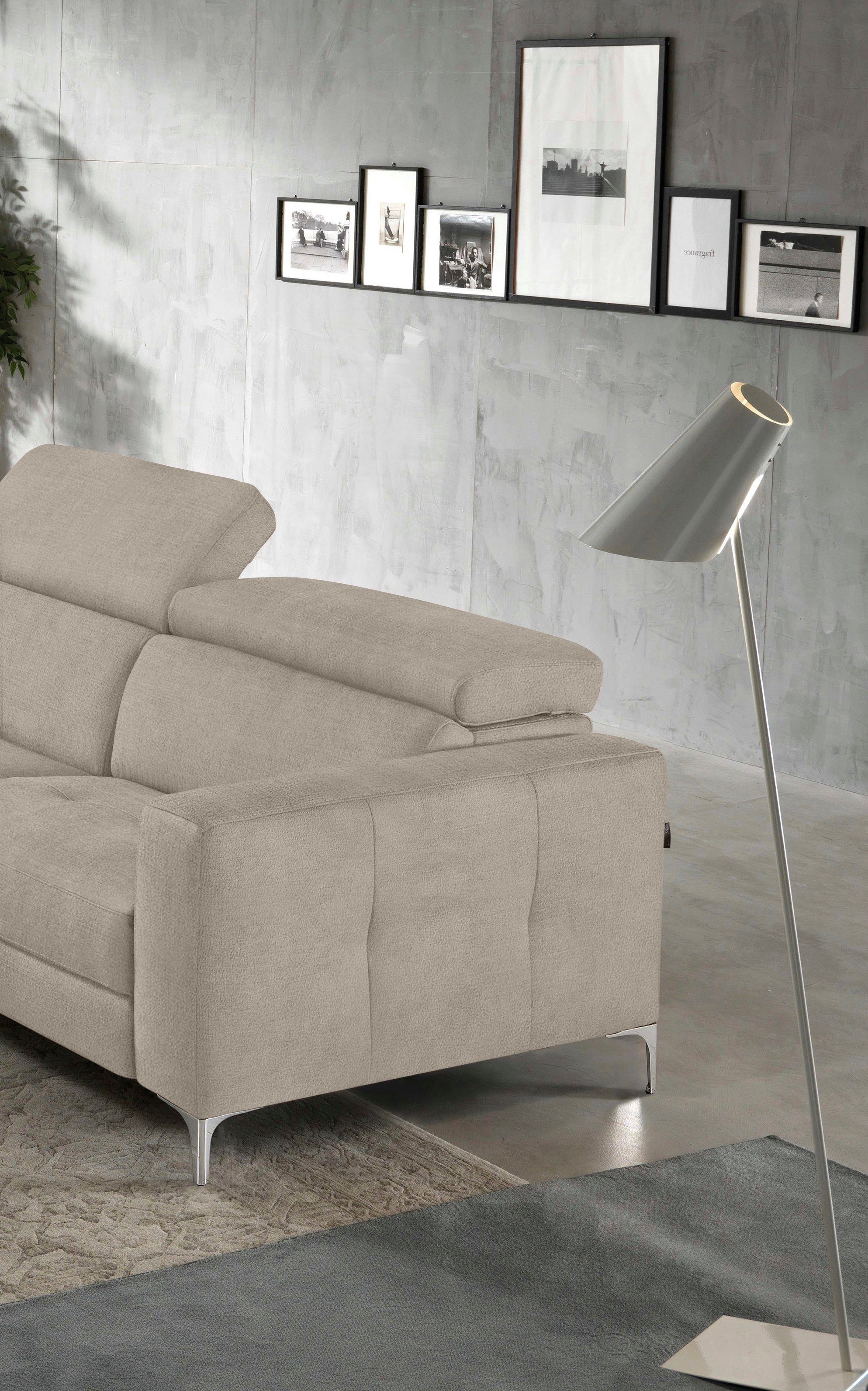 Egoitaliano Ecksofa Matt, hoher Sitzkomfort und aufwendige Detailverarbeitung, L-Form, mit Ottomane, inkl. verstellbarer Kopfteile zum Relaxen