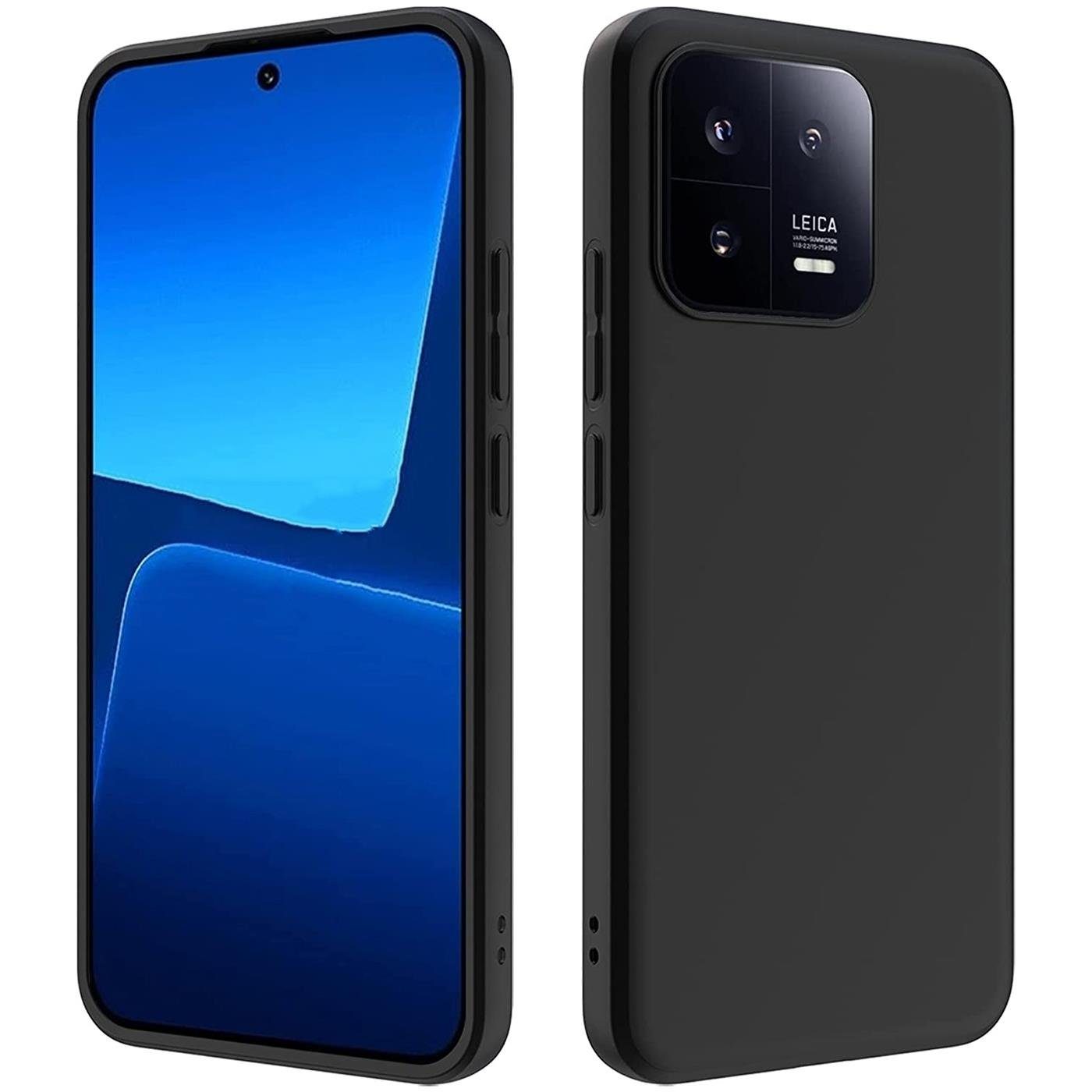 CoolGadget Handyhülle Handy Schutzhülle für Xiaomi 13 matt schwarz 6,36 Zoll, Silikon TPU Hülle Schutz Tasche Cover schlicht Slim Case