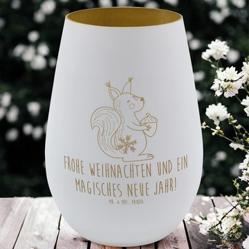 Mr. & Mrs. Panda Windlicht Eichhörnchen Weihnachten - Weiß - Geschenk, Wintermotiv, Windlicht Gr (1 St), Matteffekt