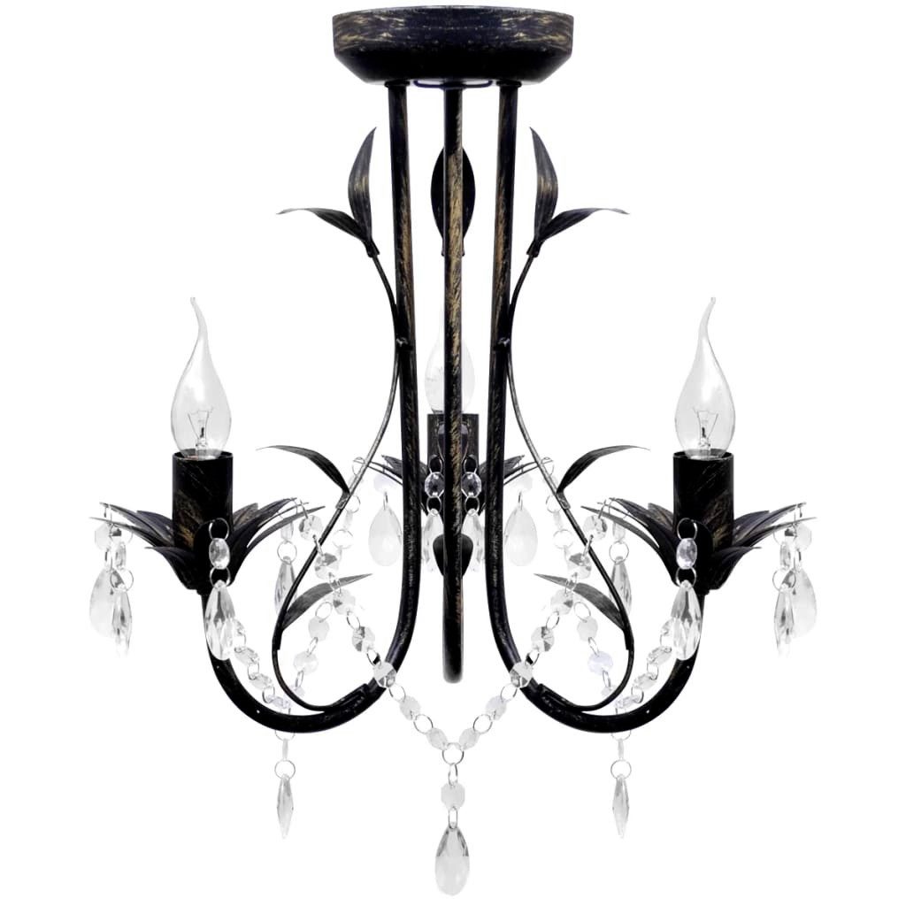 vidaXL Kronleuchter Decknlampe Art Novau mit Kristallperlen 3 x E14 günstig online kaufen