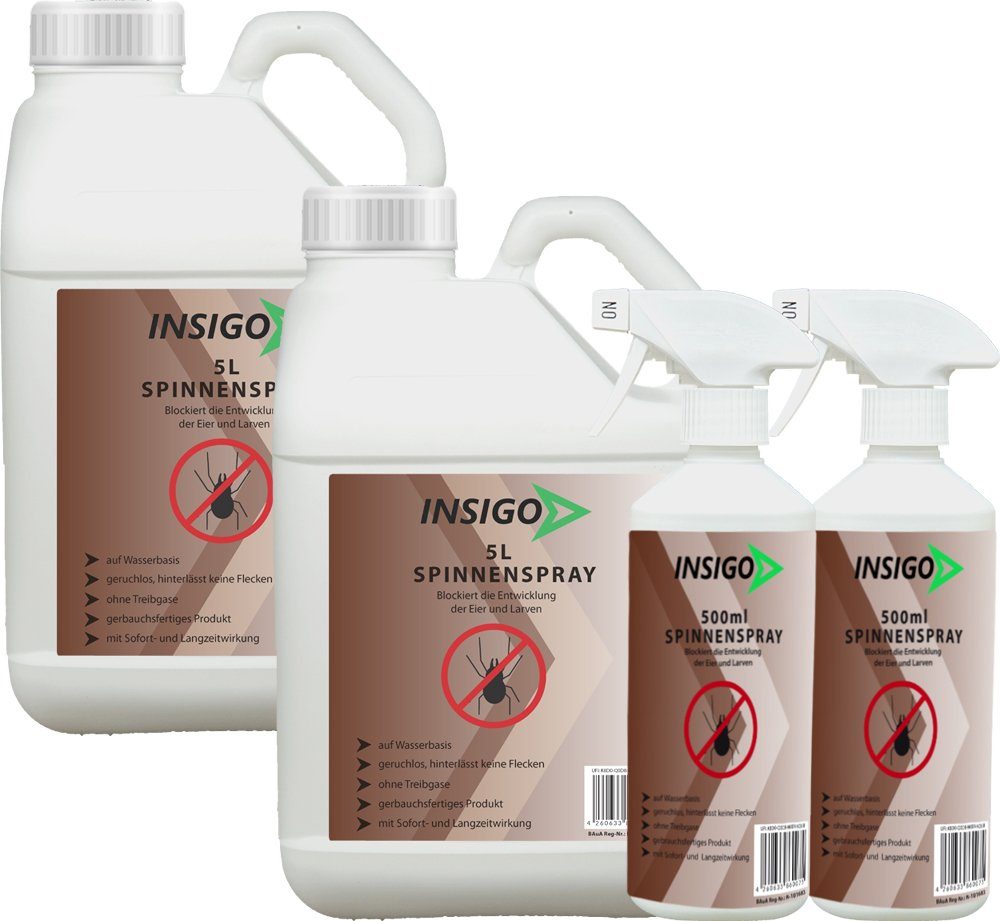 INSIGO Insektenspray Spinnen-Spray Hochwirksam gegen Spinnen, 11 l, auf Wasserbasis, geruchsarm, brennt / ätzt nicht, mit Langzeitwirkung