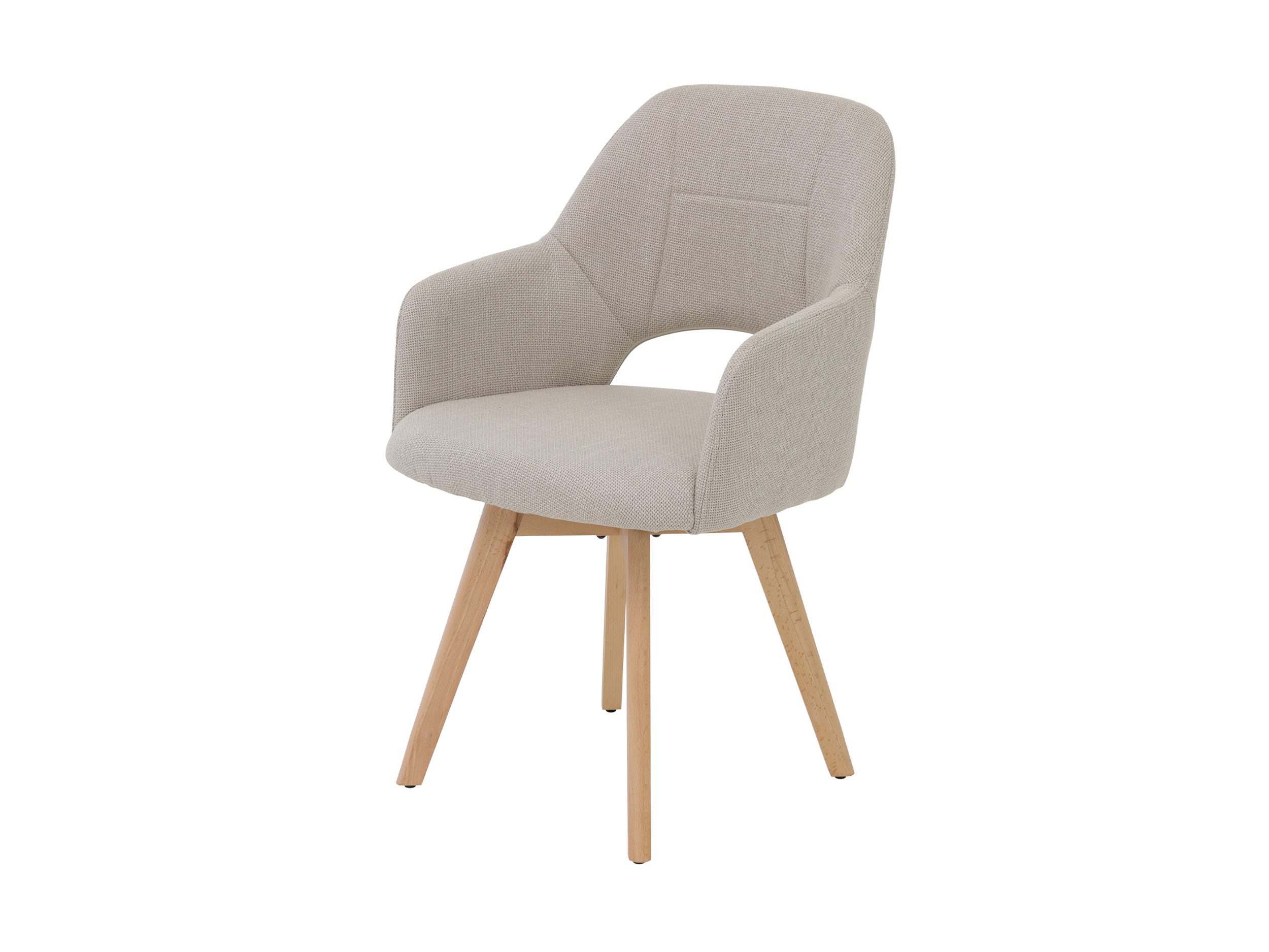 Massivart® Polsterstuhl 360 Grad drehbar, Esszimmerstuhl mit Armlehnen, Webstoff, »STADE«, Gestell Buche massiv unbehandelt • Sitz fest gepolstert • BOHO Stil – Bild 2 von 5