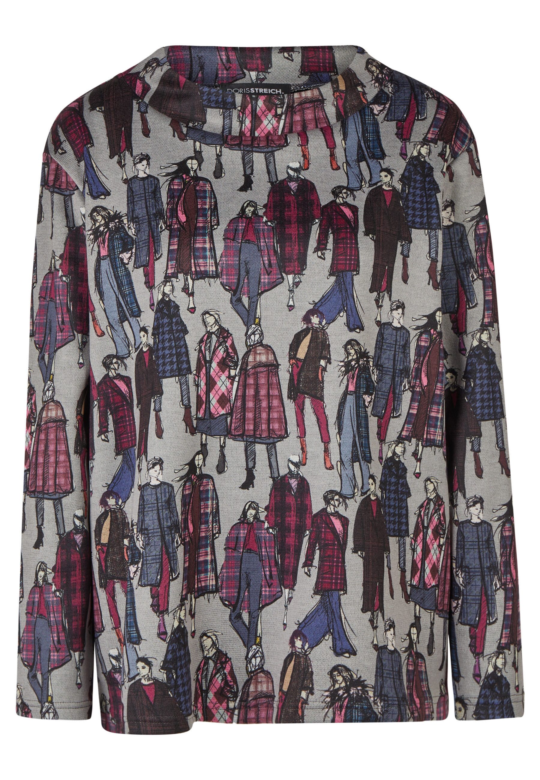 Doris Streich Sweatshirt aus Wirkware mit Karo-Fashionista-Print