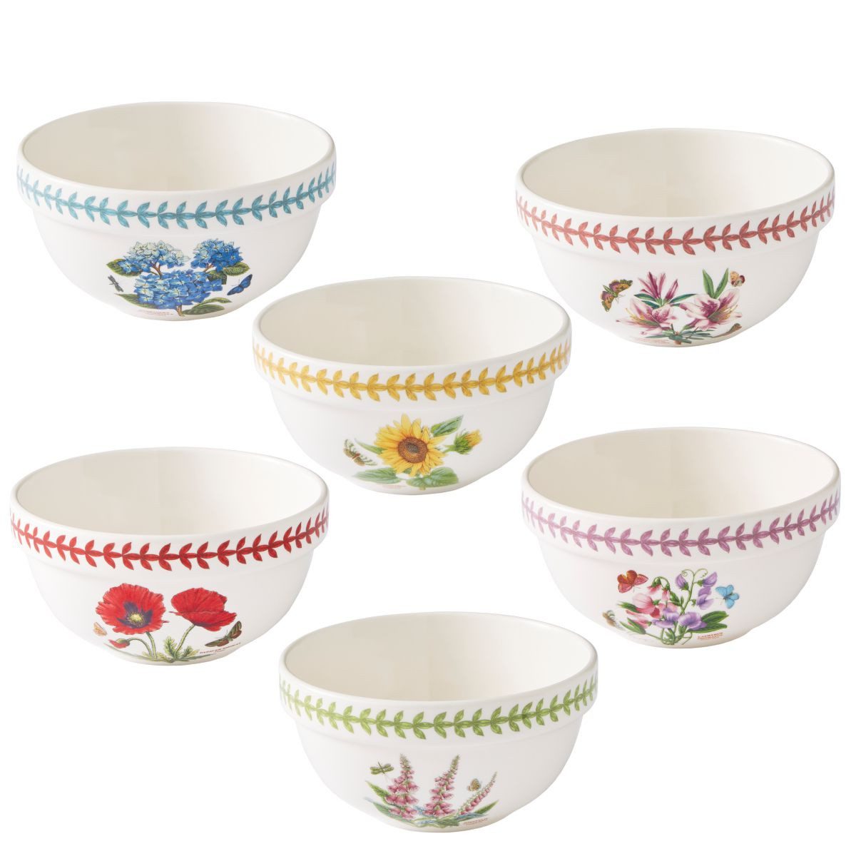 Portmeirion Dessertschale Portmeirion Keramik Schalen 6er Set Botanic Garden Meadow Wiesenblumen, Keramik, (Set)