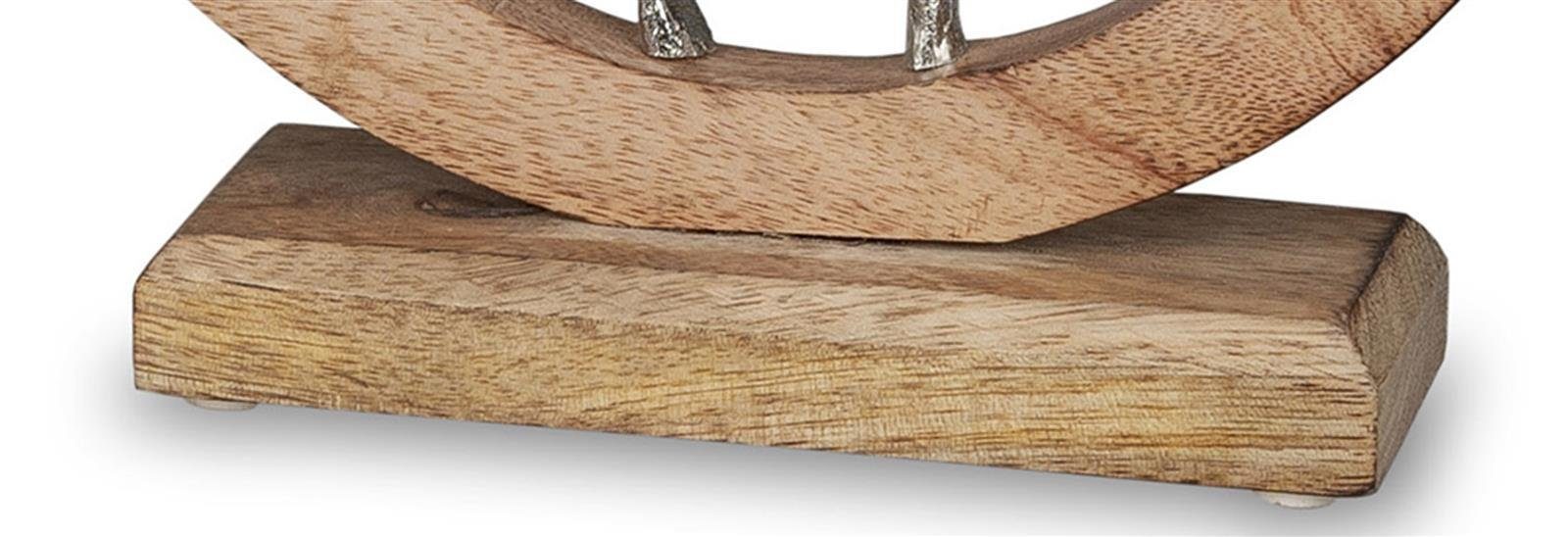 28cm einem Set) Mangoholz in aus Alu dekojohnson Dekohirsch Dekofigur (kein Kreis aus
