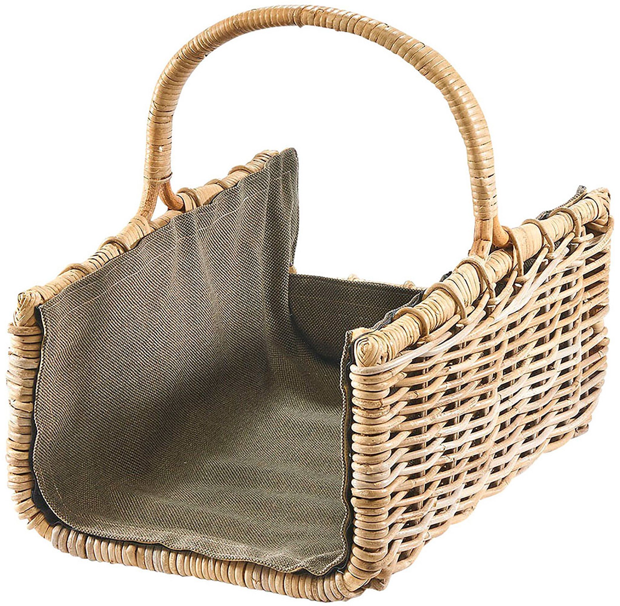 Kobolo Kaminholzkorb Holztrage aus grauem Rattan günstig online kaufen