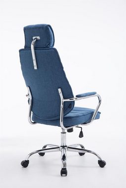 TPFLiving Bürostuhl Rocket mit bequemer Rückenlehne - höhenverstellbar und 360° drehbar (Schreibtischstuhl, Drehstuhl, Chefsessel, Bürostuhl XXL), Gestell: Metall chrom - Sitz: Stoff blau