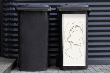 MuchoWow Wandsticker Frauen - Linienkunst - Minimalismus (1 St), Mülleimer-aufkleber, Mülltonne, Sticker, Container, Abfalbehälter