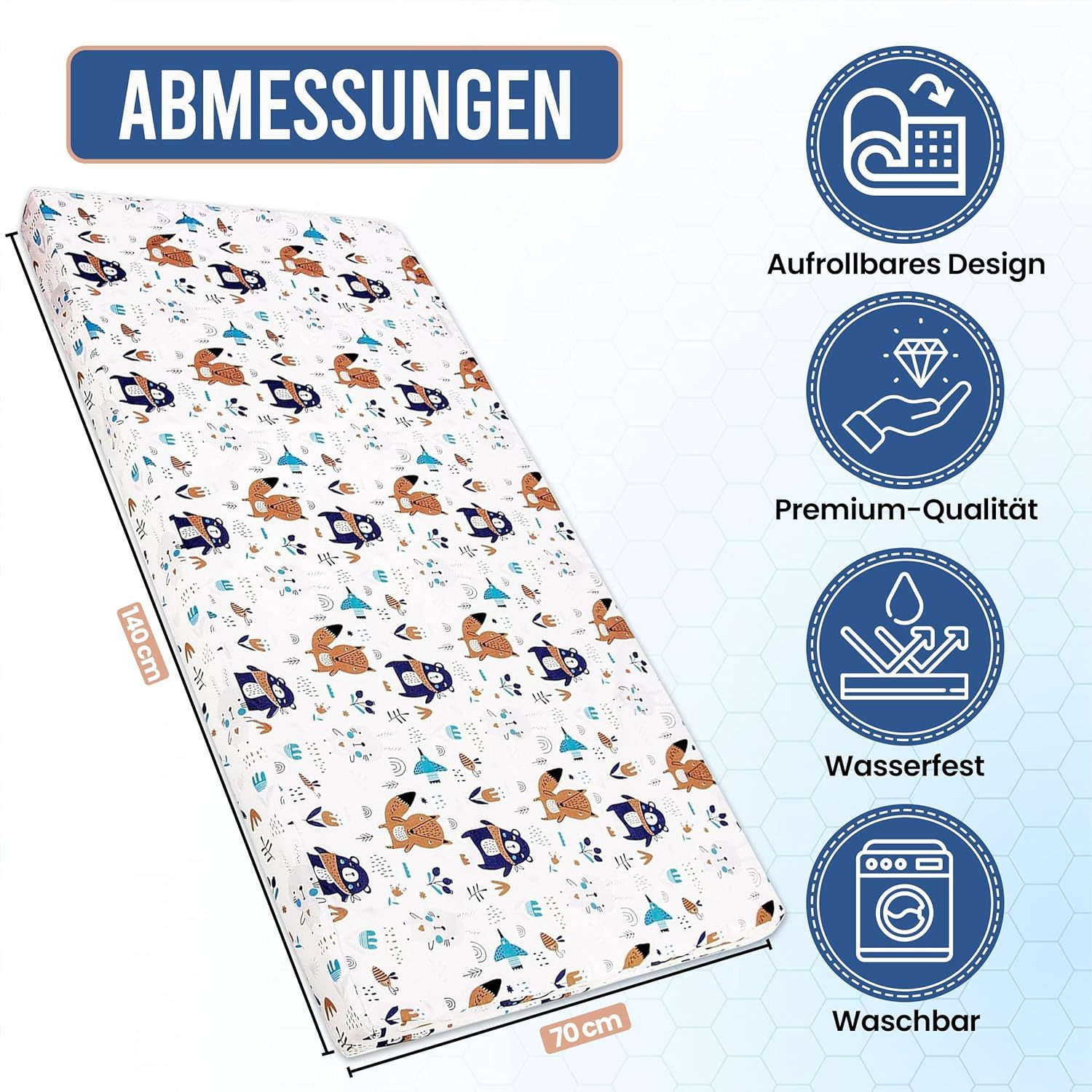 Kindermatratze Babymatratze mit Baumwollbezug, waschbar & rollbar–Allergikergeeignet, Best for Kids, 6 cm hoch, (Einzelartikel, 1 × Schaumkernmatratze), 60x120 cm, Bezug aus Baumwolle, Hergestellt in der EU
