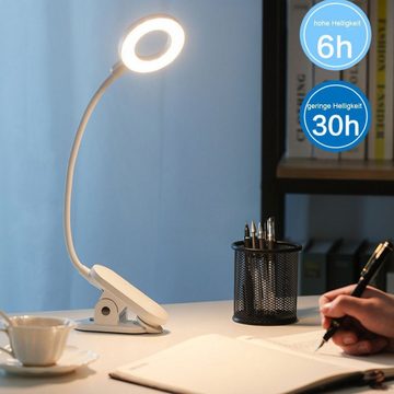 Blusmart LED Leselampe LED Leselampe, 360°USB aufladbare Buchlampe, mit 3 Helligkeitsstufen, Geeignet für Studium und Beruf