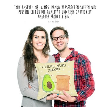 Mr. & Mrs. Panda Dekokissen Avocado + Toast - Gelb Pastell - Geschenk, Freund, Kopfkissen, Gesund