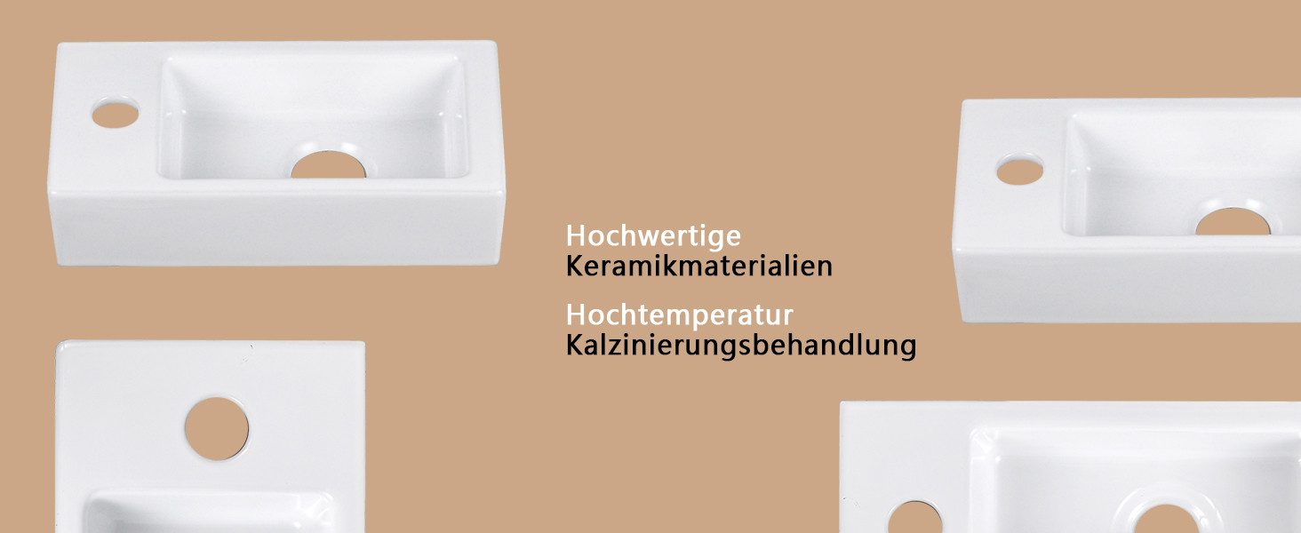 DeerValley Waschbecken klein DeerValley Mini Wandwaschbecken für kleine Bäder (Packung, ohne Wasserhähne und Abfluss), Keramik ideal für kleine Bäder ohne Wasserhähne und Abfluss