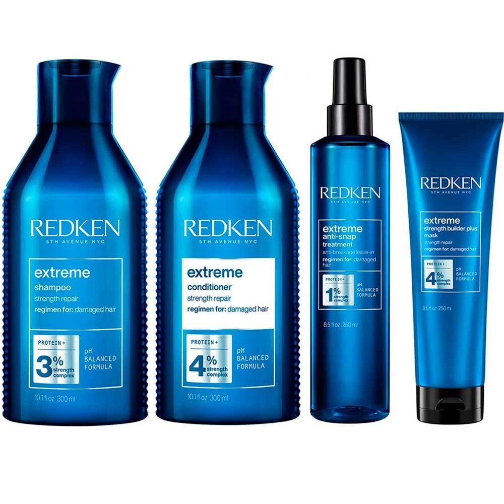 Redken Haarpflege-Set Redken Extreme 4er Set Shampoo + Conditioner + Strength Builder + Anti, 4-tlg., Vorteilspack, reichhaltig