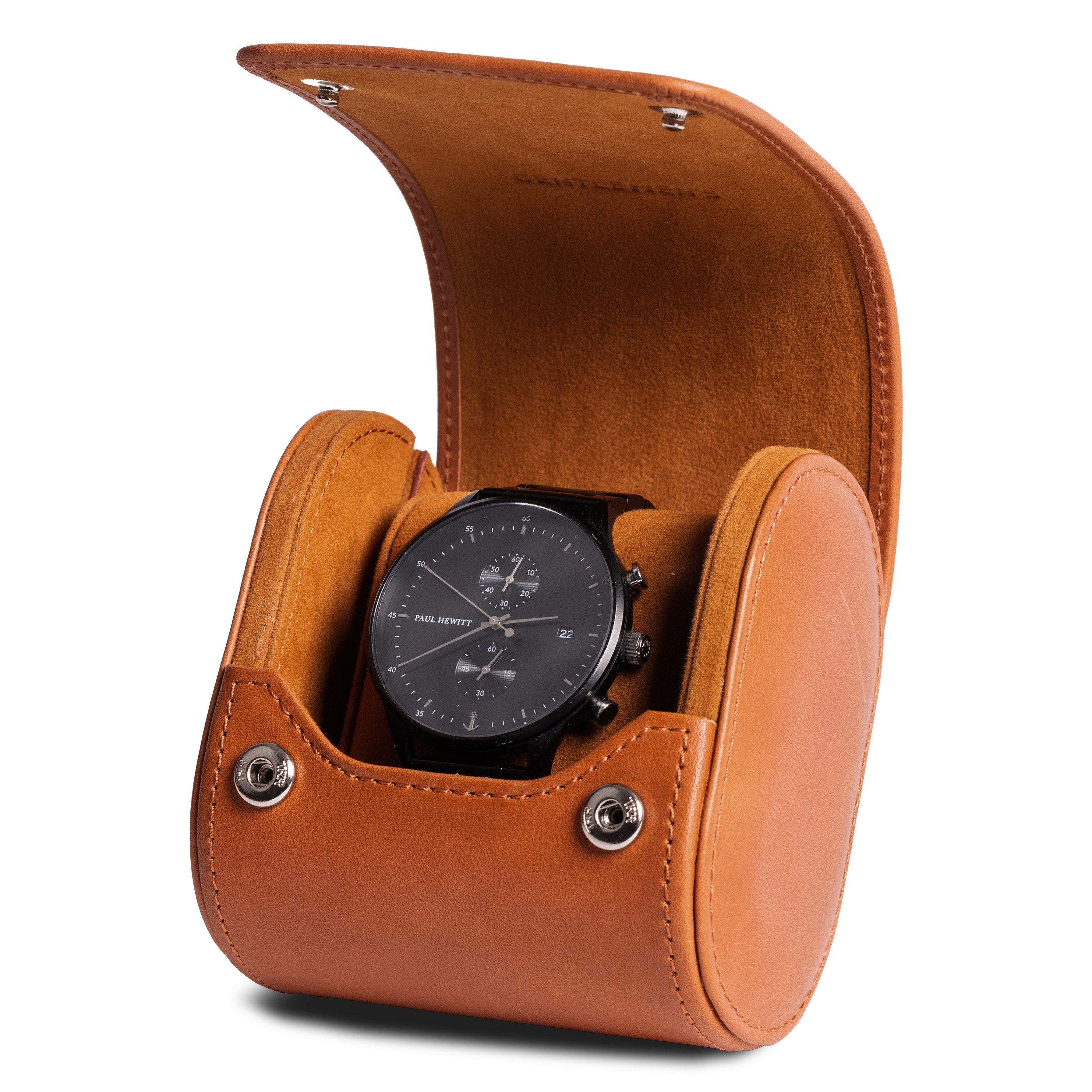 Gentlemen's Uhrenbox Echtleder Watchbox - mit weichem Innenfutter, 100% handgefertigt, ideal auch als Geschenk