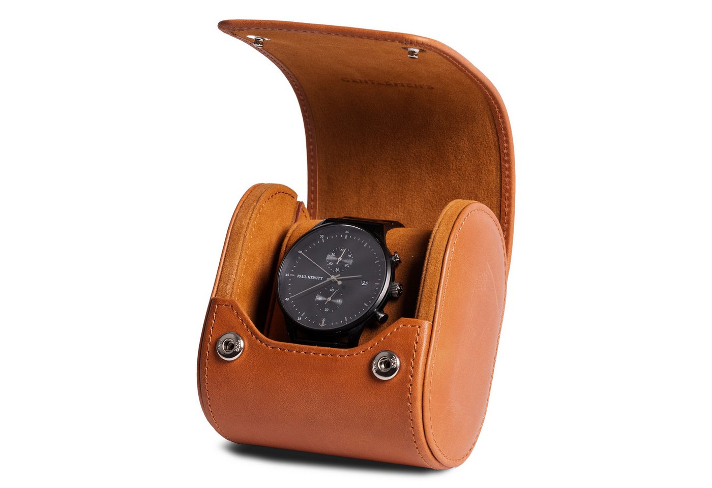 Gentlemen's Uhrenbox Echtleder Watchbox - mit weichem Innenfutter, 100% handgefertigt, ideal auch als Geschenk