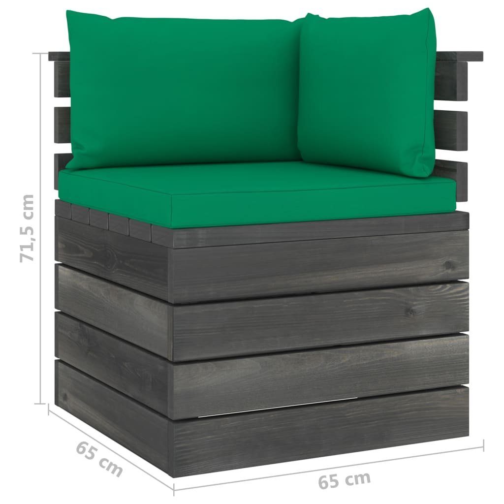 6-tlg. vidaXL Kiefernholz, mit aus Garten-Sofagarnitur Gartenlounge-Set Kissen Paletten Grün (6-tlg)