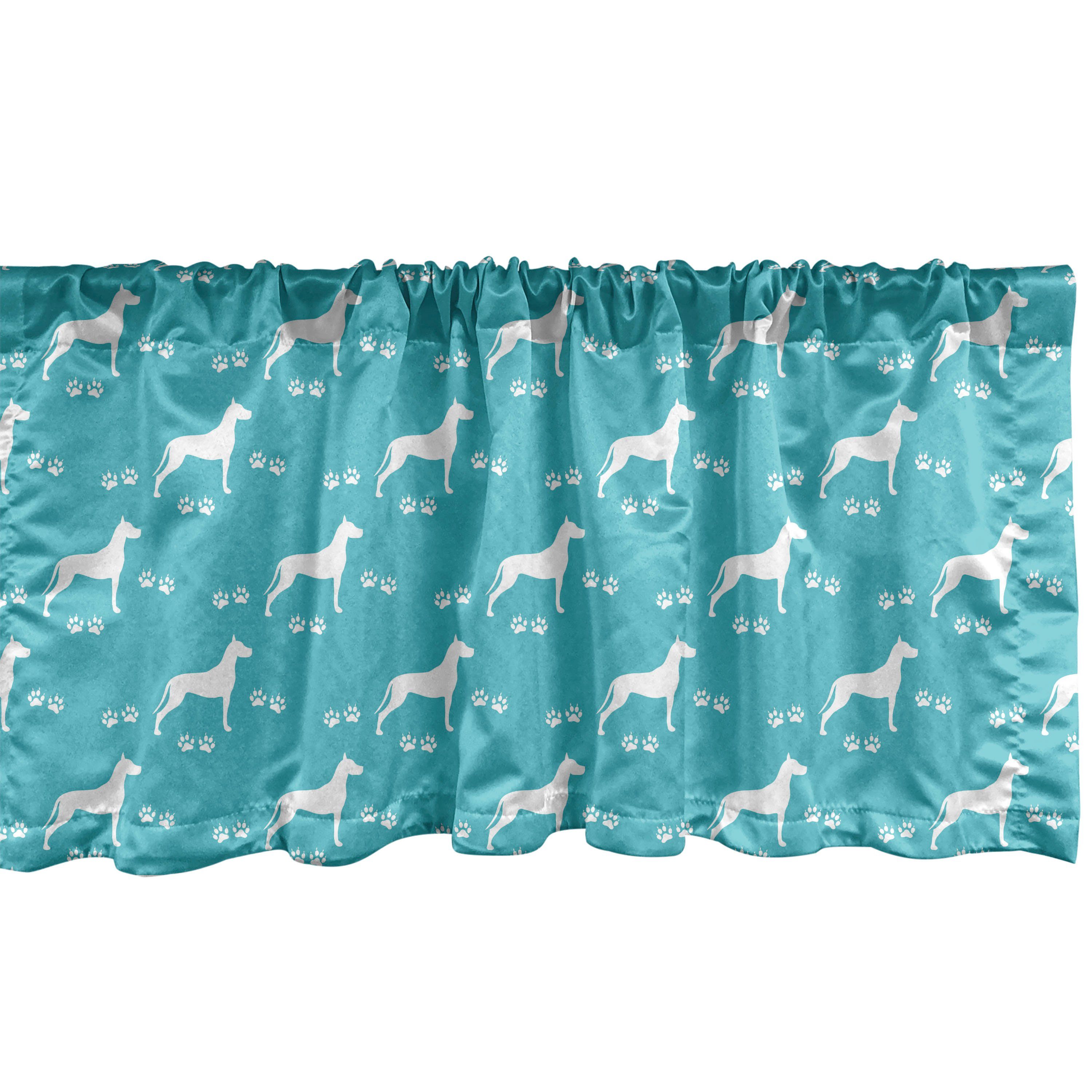 Scheibengardine Vorhang Volant für mit Microfaser, Hundeliebhaber Abakuhaus, Paw Küche Stangentasche, Hund Schlafzimmer und Silhouetten Dekor