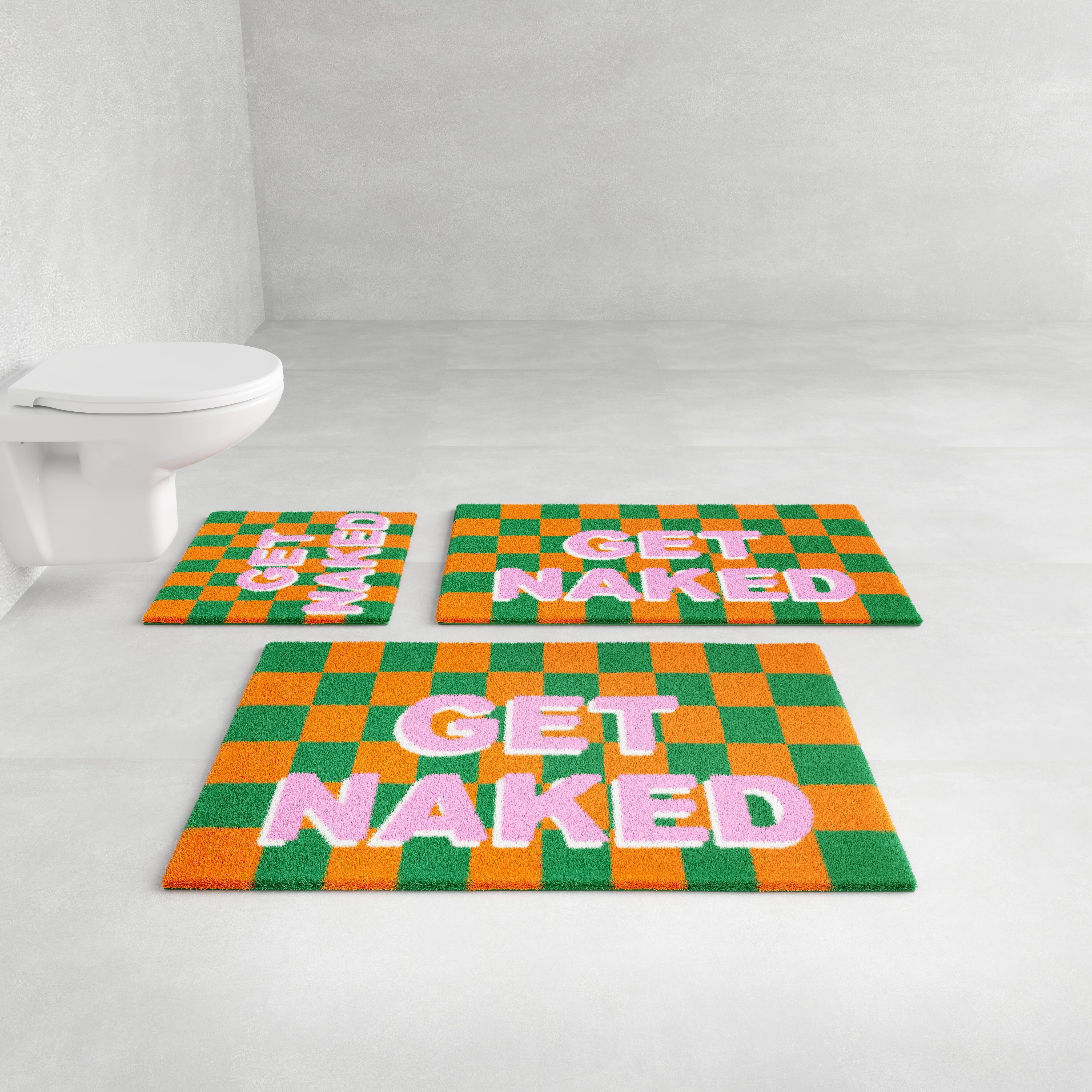 OTTO home Badematte Get Naked, modern, Badvorleger, Badezimmer Teppich, Höhe 20 mm, rutschhemmend beschichtet, schnell trocknend, Polyacryl, rechteckig, Badteppich, mit Schriftzug, 2 Varianten, rechteckig