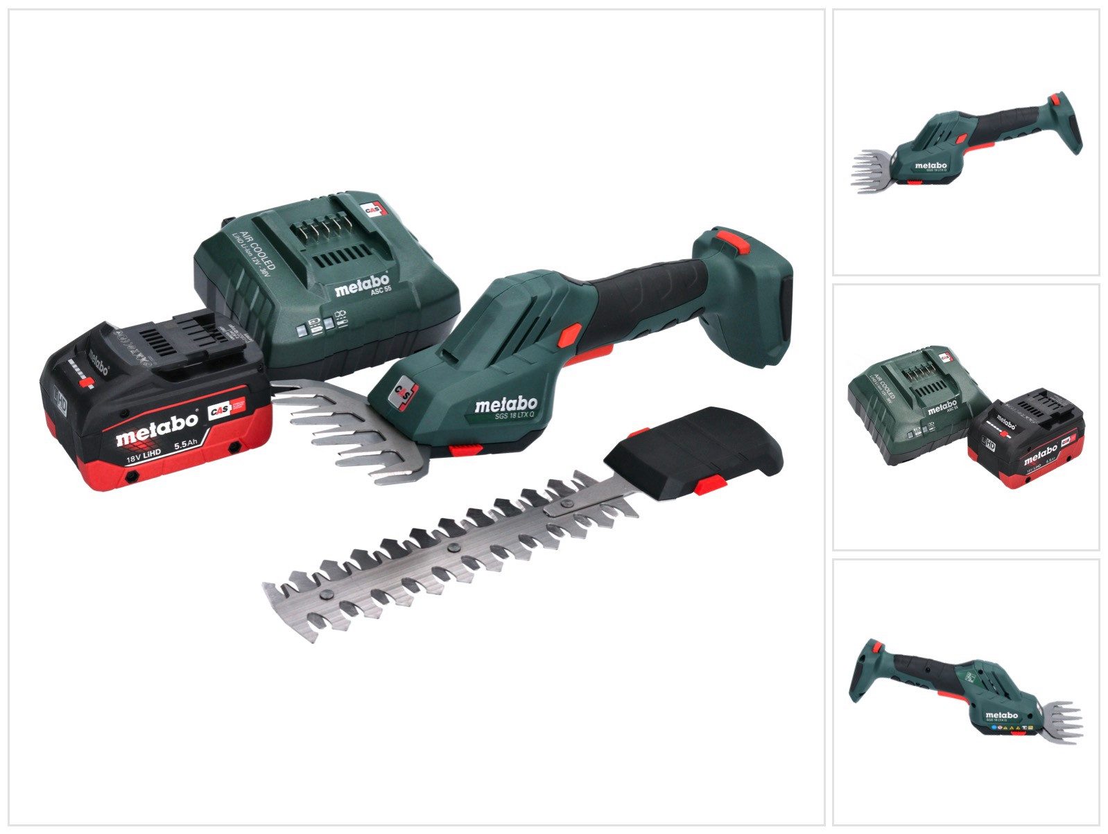 metabo Akku-Grasschere SGS 18 LTX Q Akku Gras und Strauchschere 18 V + 1x Akku 5,5 Ah + Lade
