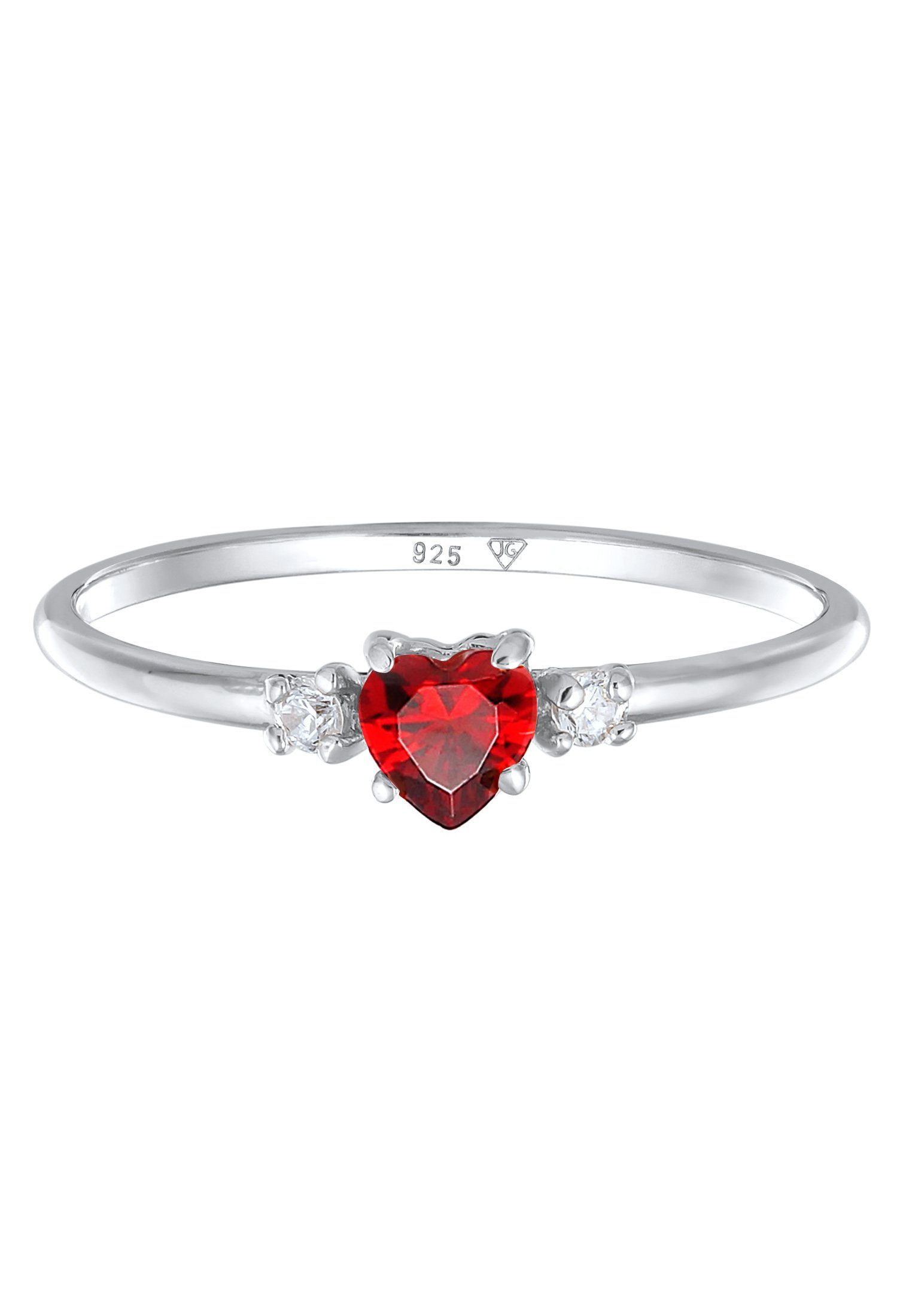 Elli Fingerring Herz Zirkonia Rot Liebe 925 Silber, Herz günstig online kaufen