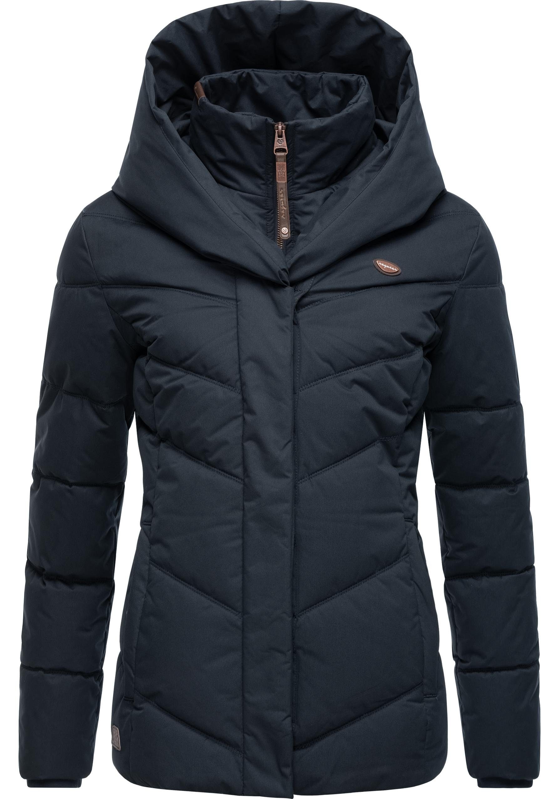 Ragwear Winterjacke stylische mit Anorak und navy Intl. Kapuze V-Steppung Natesa