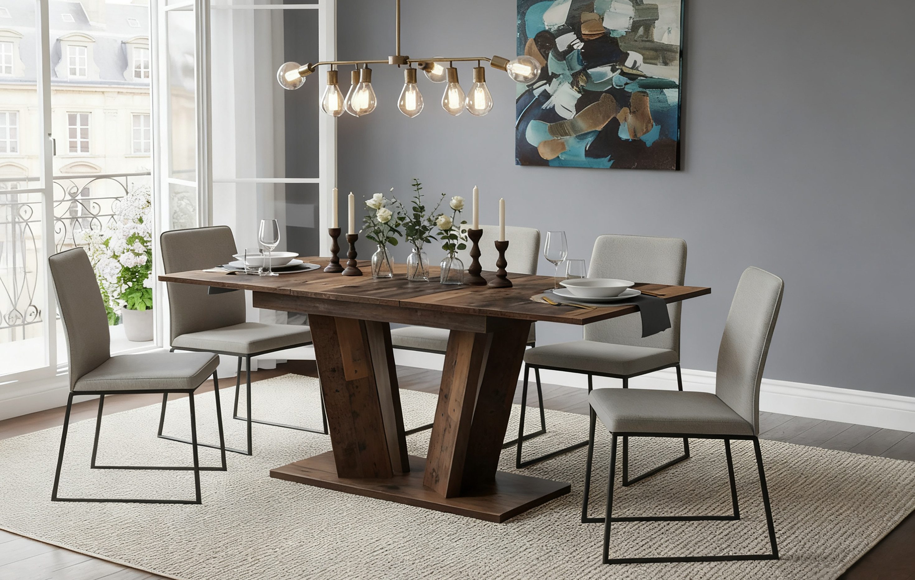 B&D home Säulen-Esstisch WILLEM, ausziehbar, 120-160cm, günstig online kaufen