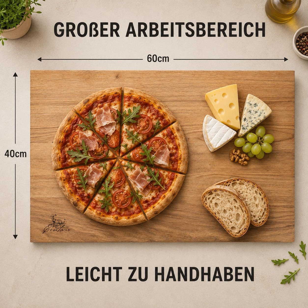 Centaur Schneidebrett aus heimischen Holz, Schneidebrett, Eiche, Hochwertiges heimisches Holz, Handarbeit
