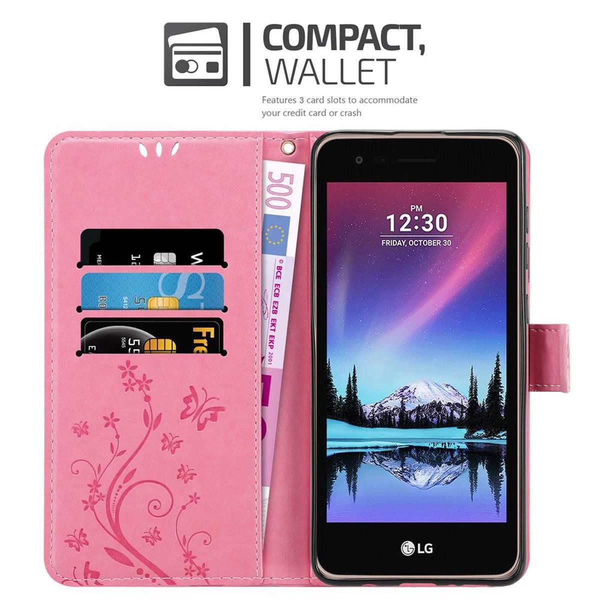 Cadorabo Handyhülle für LG K4 2017 Hülle LG K4 2017, Hülle Schutzhülle Blumen Flower mit Standfunktion Kartenfach Magnet