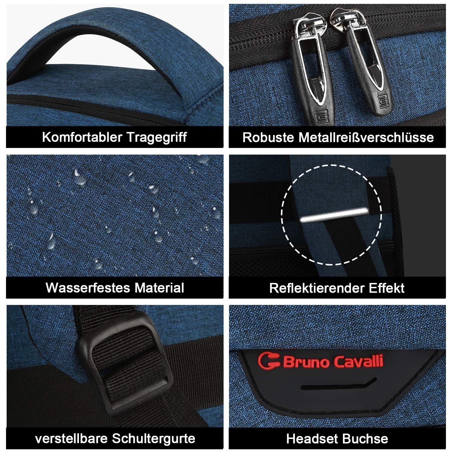 HAUSS SPOLE Laptoprucksack Reisetasche Rucksäcke mit USB-Ladeport, wasserdicht, verstellbare (mit USB-Ladeanschluss, Laptopfach und Anti Diebstahl Tasche, Backpack mit Laptopfach), Oxford-Stoff, Polyester