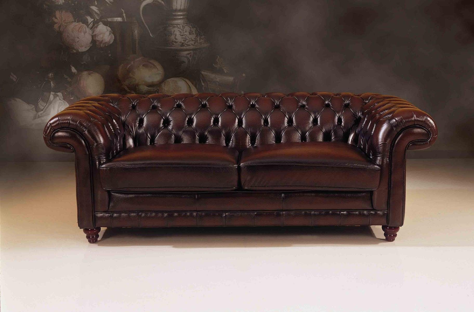 Leder (3-tlg), Polstergarnitur Federkern Salottini Chesterfield Glasgow Sofagarnitur 3/2/1,