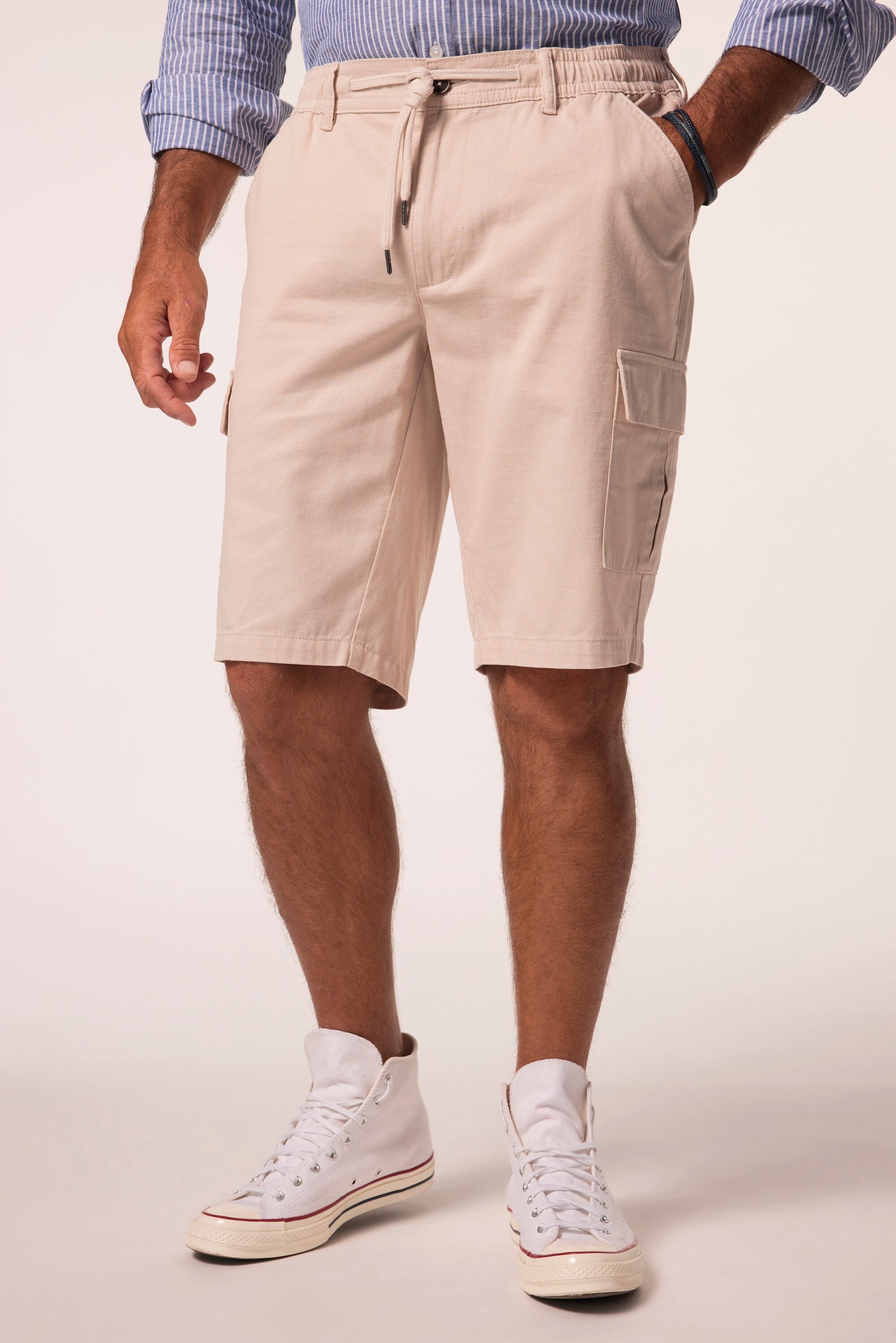 Bermudas Bermuda Leinenoptik Cargotaschen Elastikbund