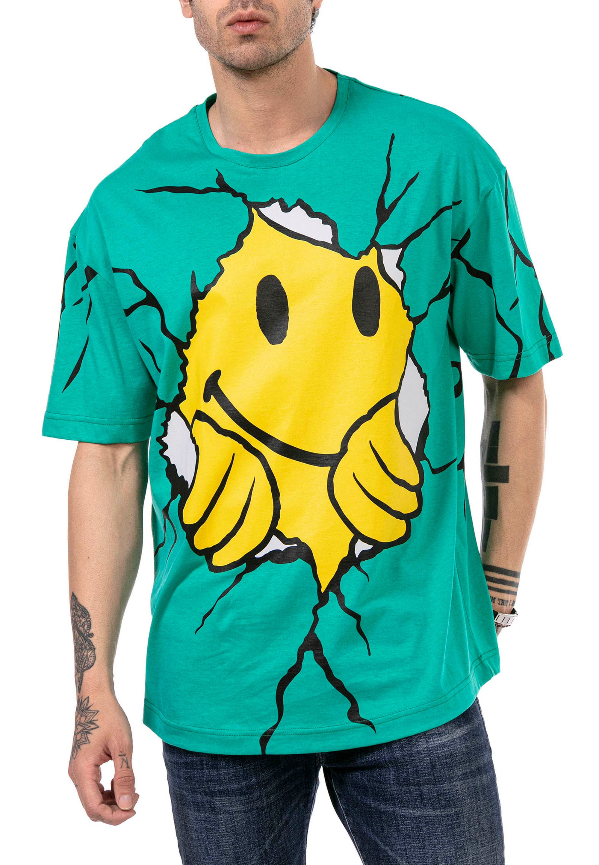 RedBridge T-Shirt mit Smiley-Print Trendiges Oversize Streetwear-Shirt