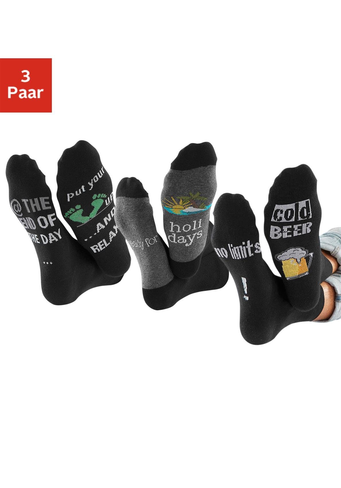 H.I.S Socken (3-Paar) mit Bier Print