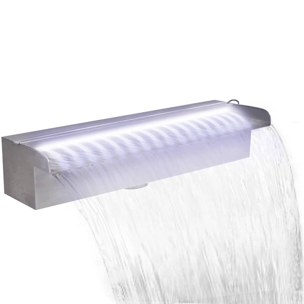 vidaXL Wasserfall Pool-Wasserfall Fontäne mit LEDs Rechteckig Edelstahl 45 cm