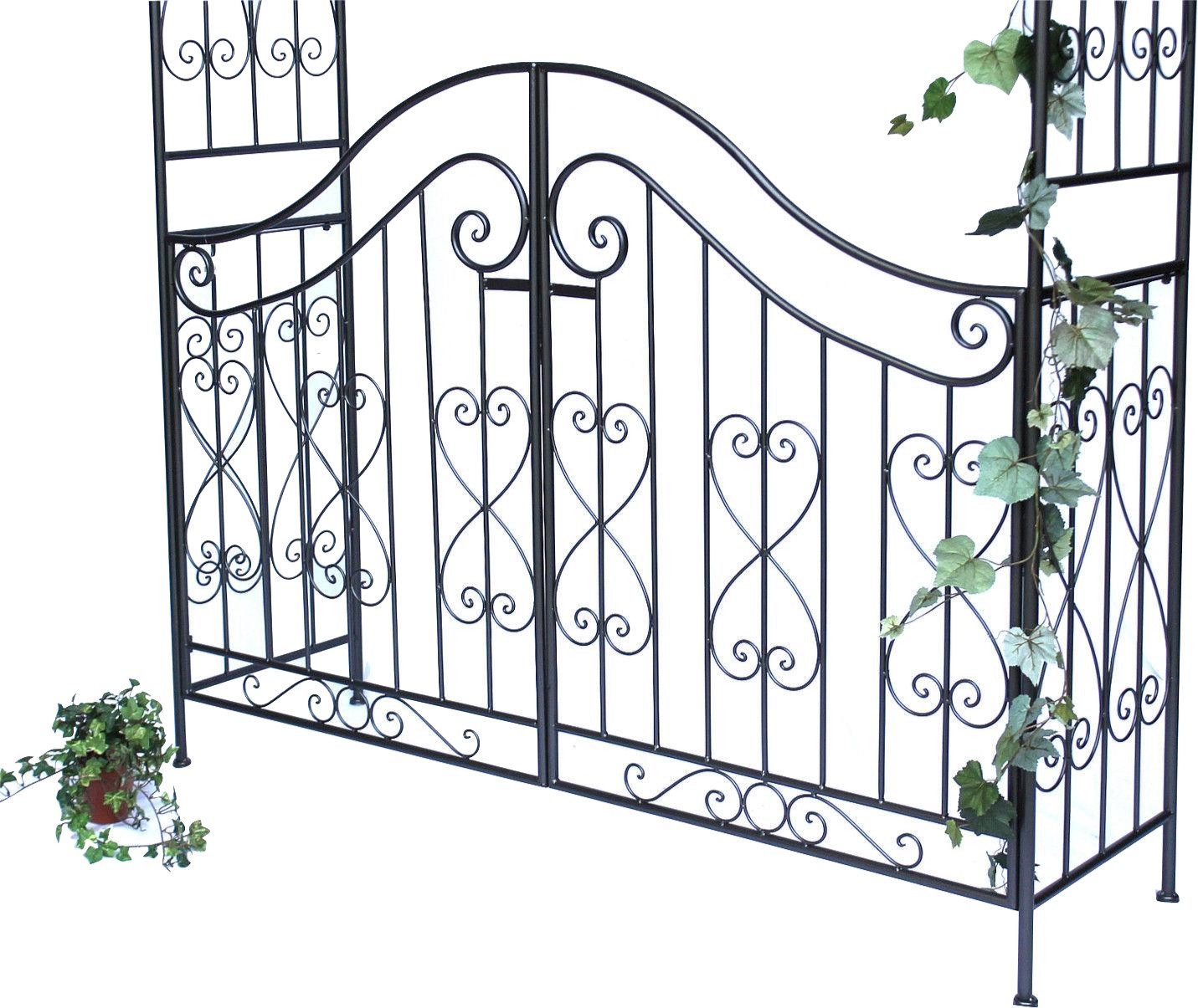 DanDiBo Rosenbogen Rosenbogen mit Tor Tür Pforte 131872 aus Metall Gartentor Metall, Kletterhilfe Pergola Spalier Rosenhilfe Rankgerüst 282x160 cm