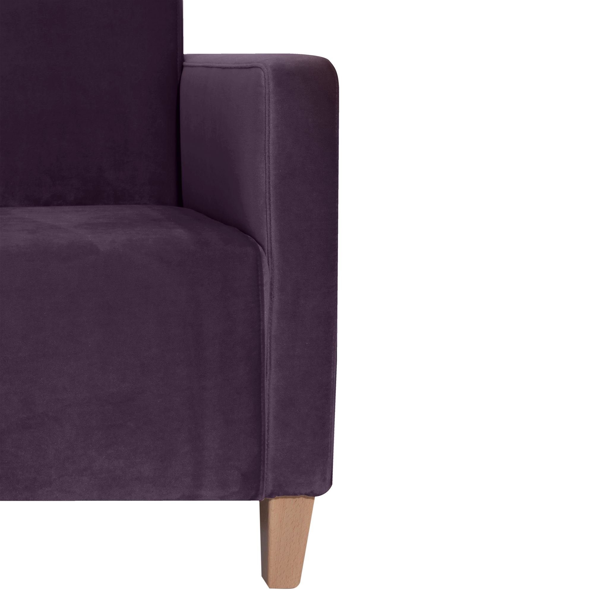 Karol purple Kostenlosem 58 Samtvelours Buche Sessel Versand, Kessel Sitz inkl. (Sparpreis aufm 1-St), Bezug hochwertig Sessel verarbeitet,bequemer / natur 22189