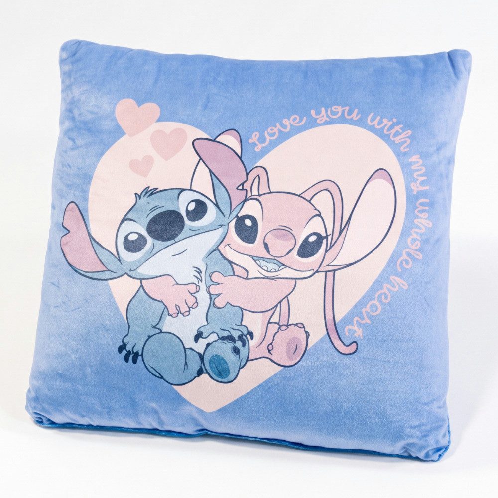 Disney Dekokissen Disney Lilo und Stitch Angel Velours Kissen – Dekokissen 35x35x5 cm
