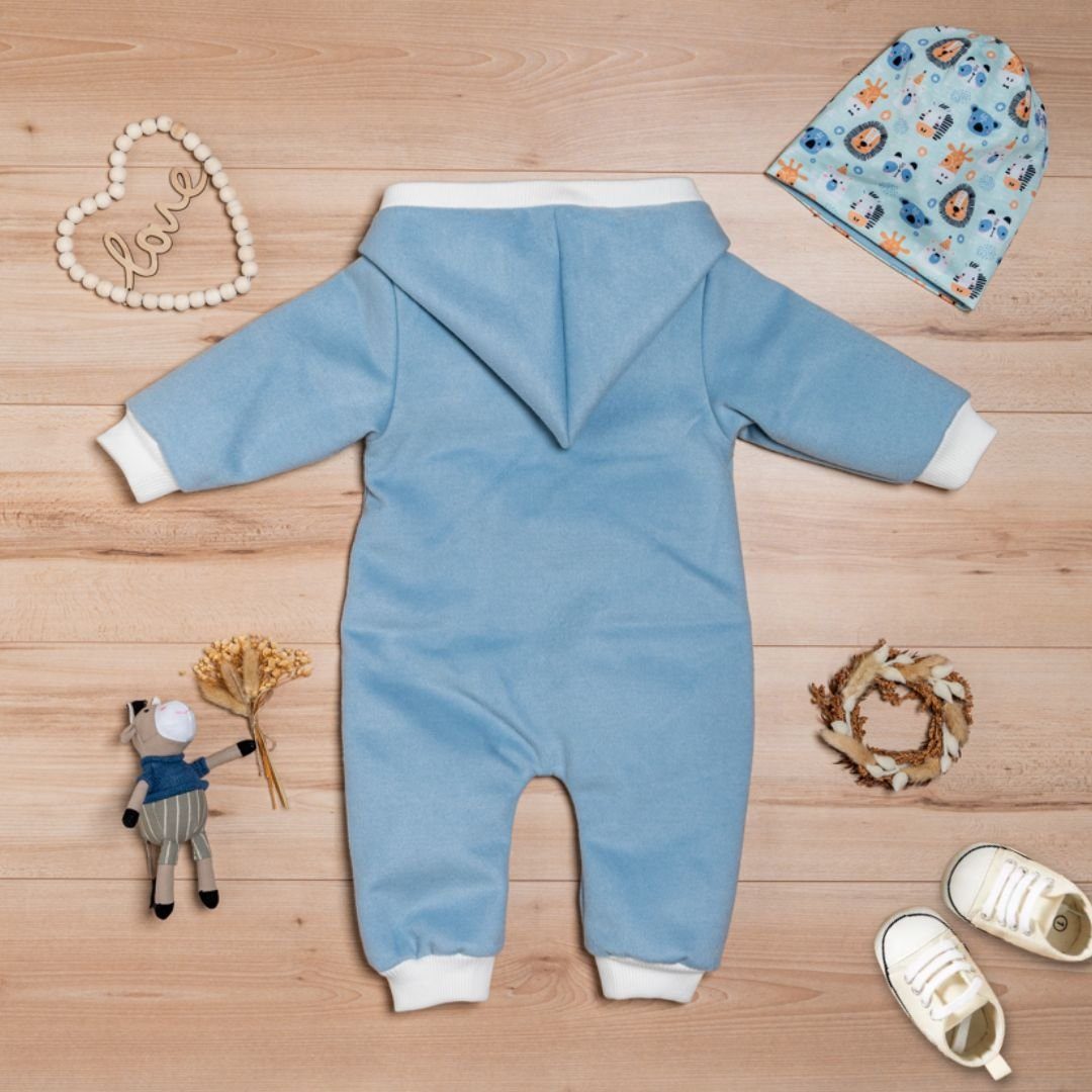 mit Fleeceoverall blau Zwergenkapuze Overall Overall Wagenanzug suebidou Baby Wollfleece