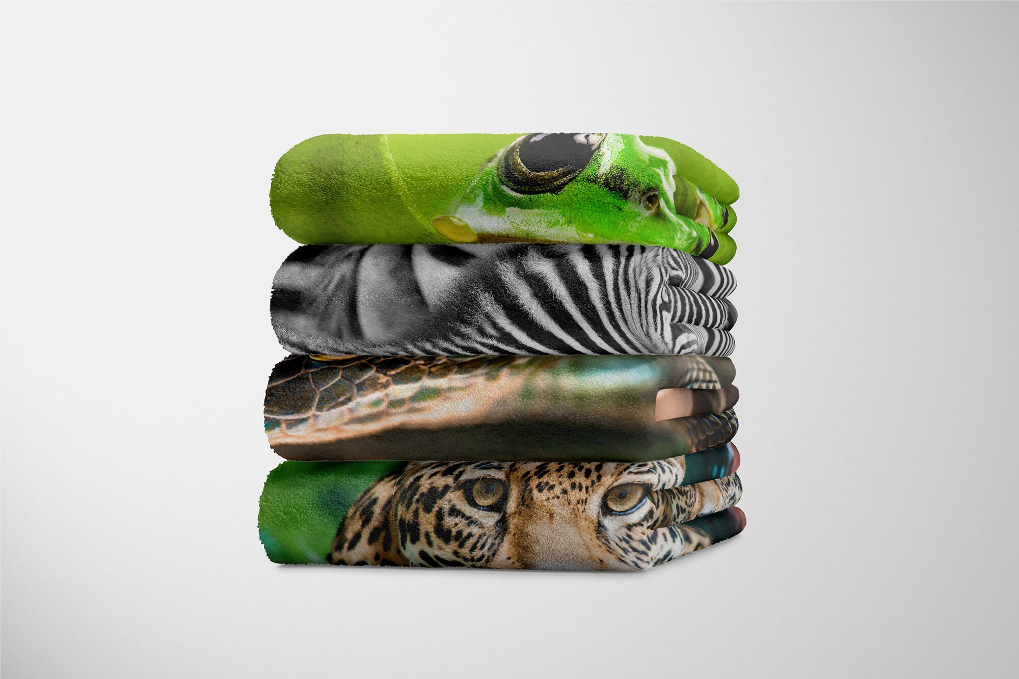 Sinus Art Handtücher mit Handtuch Strandhandtuch Kuscheldecke (1-St), Saunatuch Tiermotiv kleine Schlange, Baumwolle-Polyester-Mix Handtuch